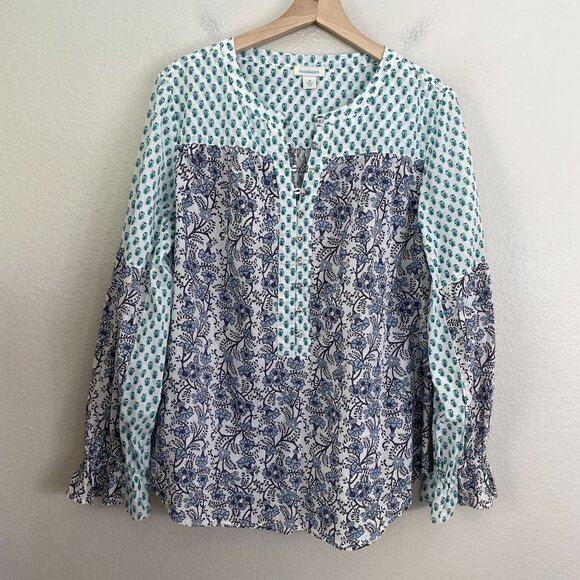 Sundance Womens Medium Cotton Floral Blouse Button Front Boho Long Sleeve Shirt - Picture 7 of 11